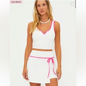 BNWT Beach Riot White and Pink Active Josie Top Sport Bea